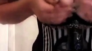 Busty BDSM Milf Babs Lactates on Webcam Solo