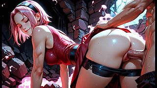 Sakura Haruno Hot Ninja Fucking Hard In Hidden Cave And On The Road To Konoha - Doggy Style Anal Intense Pleasure Loud Moans Chakra Rose E