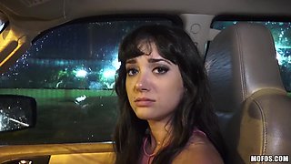 BBC Stranger Fucks Gia Paige - petite brunette Gia Paige POV interracial blowjob in car