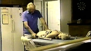 Sexy blonde busty MILF in stockings pleasing young lucky guy