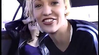 An amazing double blowjob in the car: Big Tits, Masturbation  Big Boobs Porn