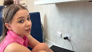 Needy russian girl sucks his dick for a rose