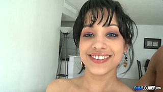 Cuban beauty with big tits is really good at giving blowjobs
