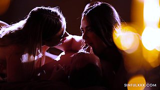 Blowjob Threesome Babes Swallow Jizz