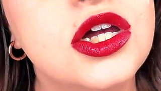 Forever Weak for My Lips - Seductress Sydney Screams Applies Red Lipstick Before Covering You with Her Lipstick Kiss Marks