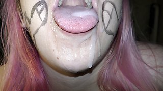 Dirty Cumslut Taste a Lot of Cum From Used Condoms - Milky Mari