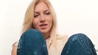 Beautiful blonde enjoys foot fetish