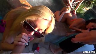 Wondrous mexican turns a backyard pool party into a hot tub gangbang