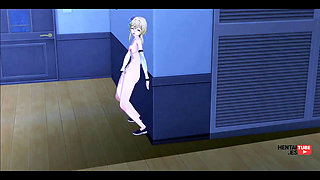 Genshin Impact Hentai -barbara Films Herself Using a Dildo While Lumine Watches Her Secretly and Masturbates