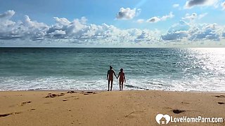 Enjoying the beach in the nude with hubby