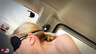 Submissive Slut Blindfolded, Naked and Used While Driving on the Highway!