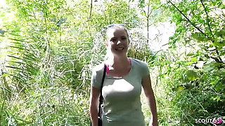 German Teen Mia Adler Green Eyes Outdoor POV Fuck Stranger Doggystyle Cum in Mouth